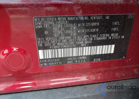 2021 Toyota Rav4 Hybrid Xle Premium из США, поврежденный, VIN 4T3B6RFV5MU063210